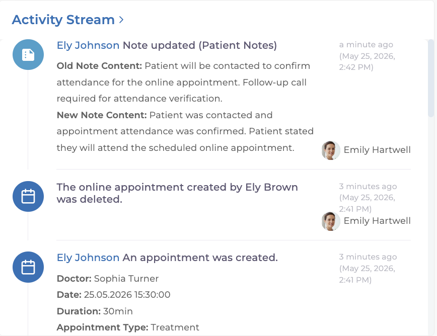 Medicasimple activity feed detail screen