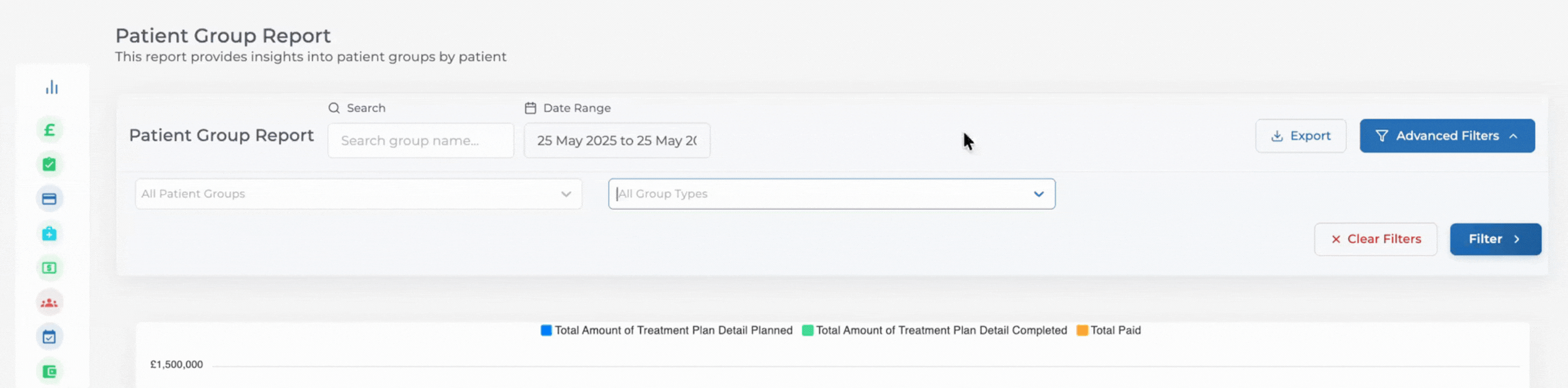 Medicasimple patient group report filters