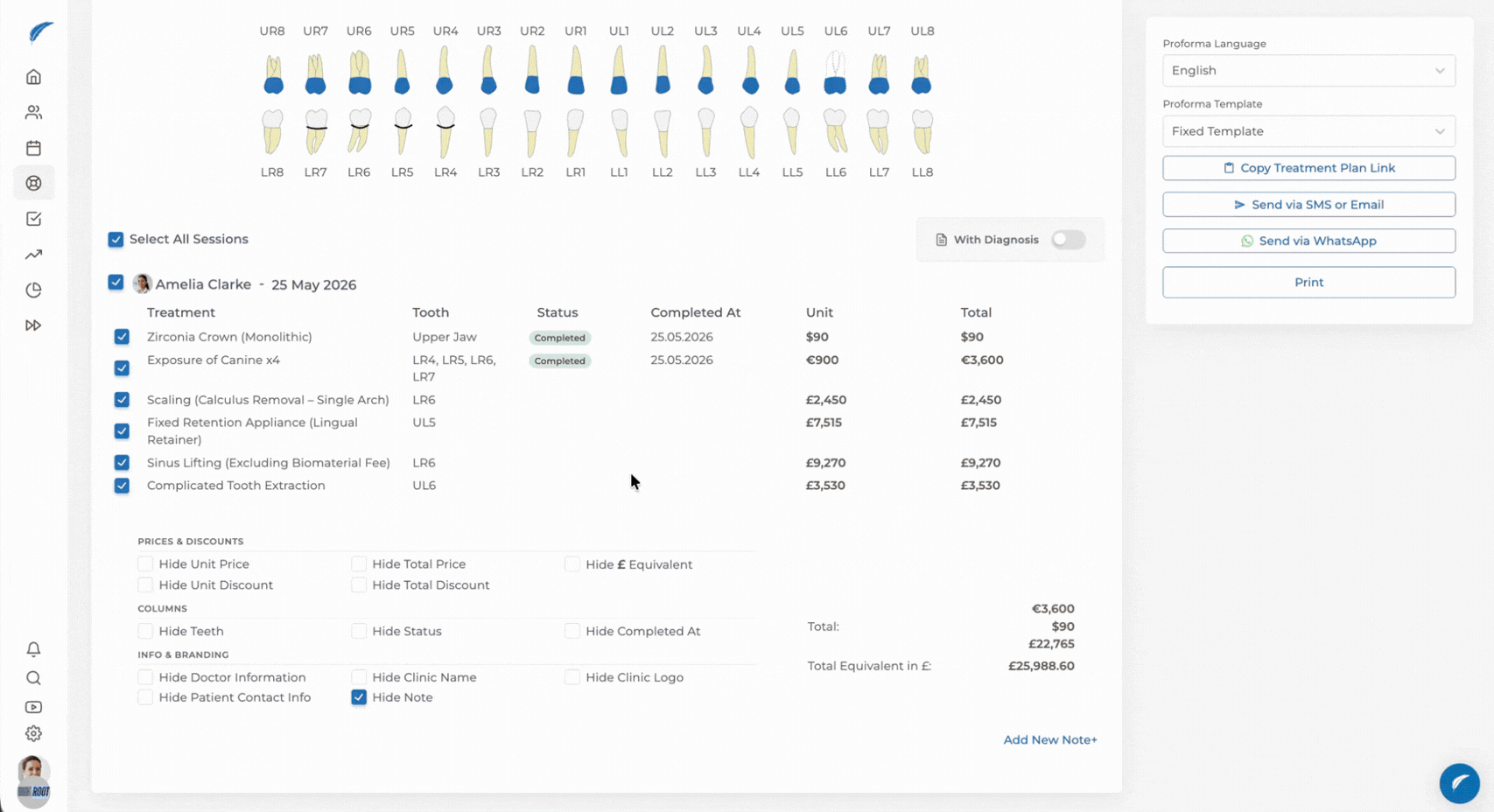 Medicasimple proforma multi-currency display options