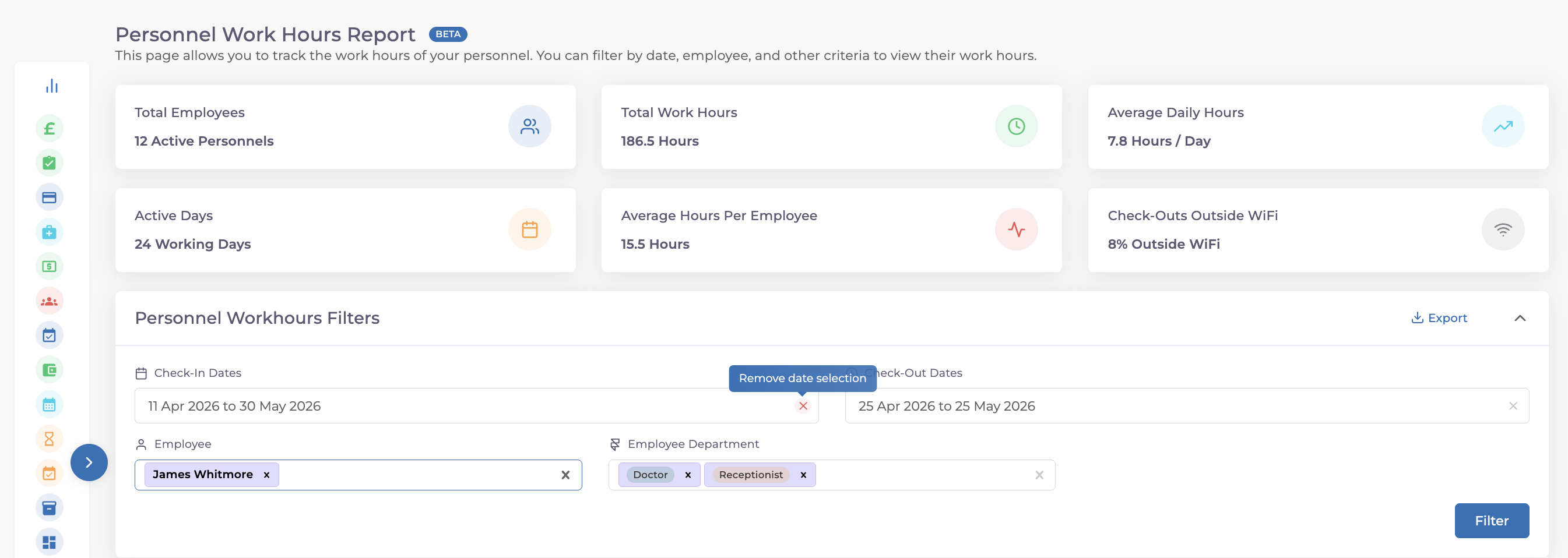 Medicasimple staff and doctor report date filter