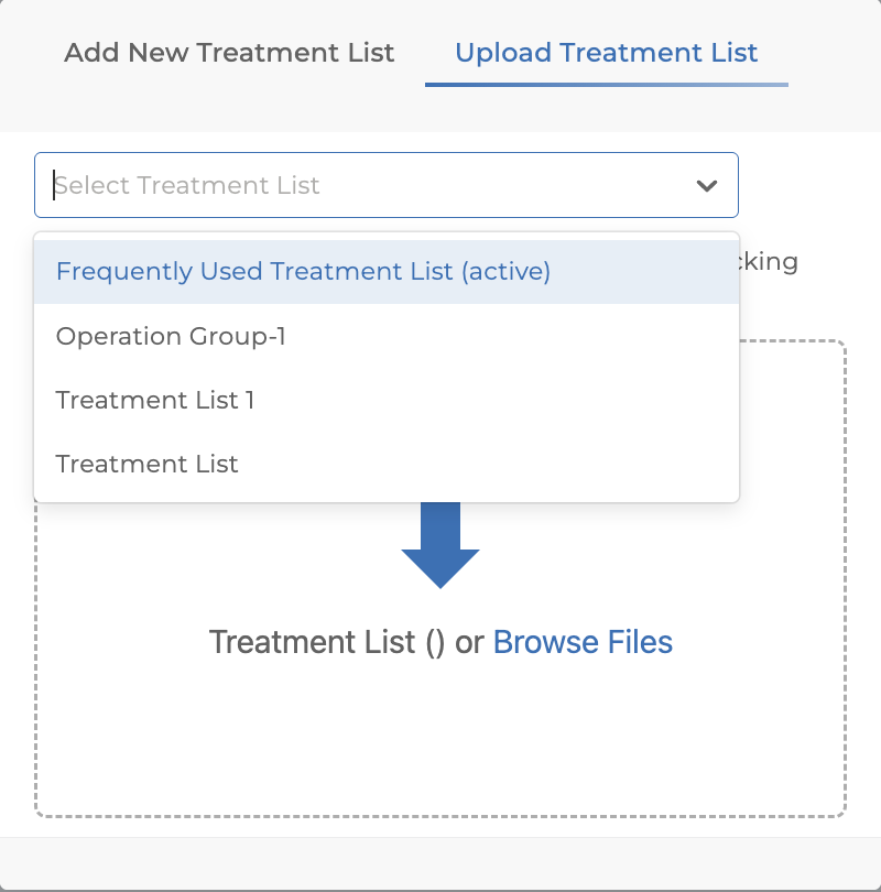 Medicasimple treatment list import screen